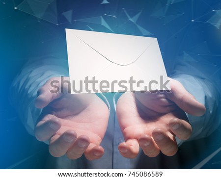 View of Envelope message displayed on a futuristic email interface - 3d rendering