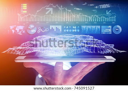 View of a Trading forex data interface on a futuristic tablet interface - Business concept