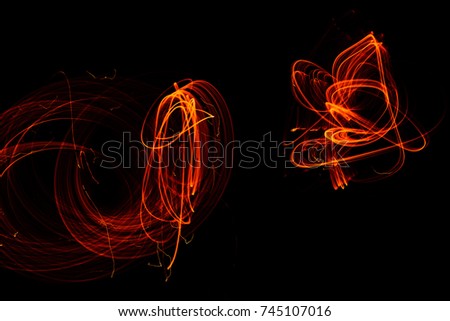 Abstract figures and lines during a game with fire