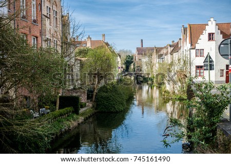 Canals at the spring. Street art photography. Spring mood. Wall art design.