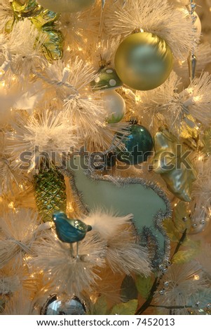 A picture of beautiful Christmas ornaments on tree