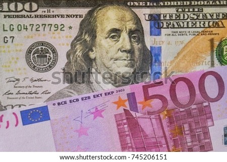 Euro and Us dollar banknote background