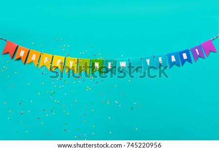 New Year's decor. Multicolored confetti.