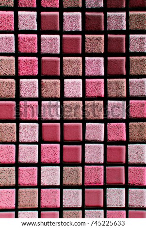 abstract red square pixel mosaic wall background and texture