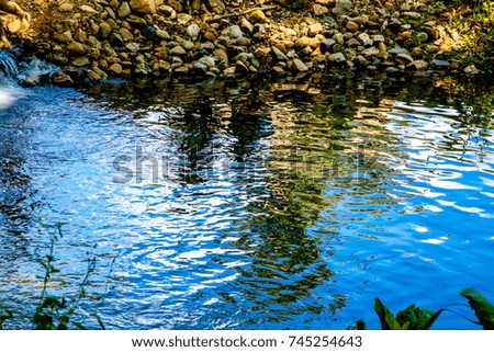 Blurred shadow of person in the water
