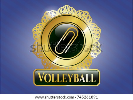  Gold emblem with paper clip icon and Volleyball text inside