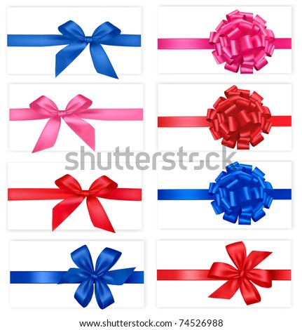 Big set of gift bows with ribbons. Vector.