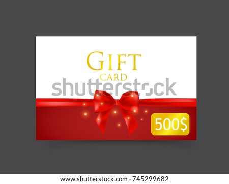 Beautiful Gift Card template with red bow VECTOR