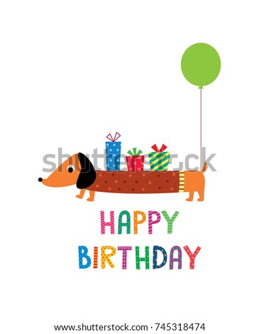 cute dachshund puppy happy birthday greeting