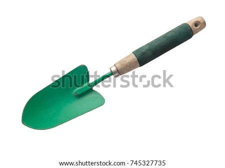 Gardening shovel cut out on a white background Royalty-Free Stock Photo #745327735