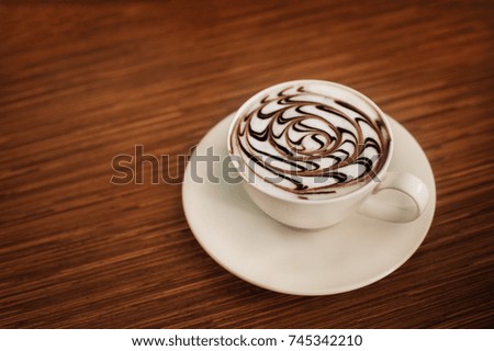 Hot Coffee Mocha, Cafe art on wood table
