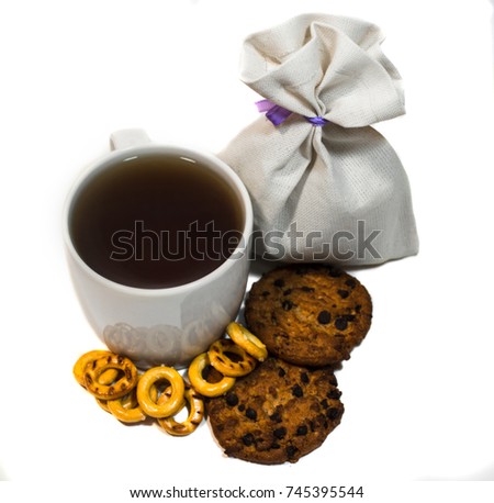 set of tea and cookies.