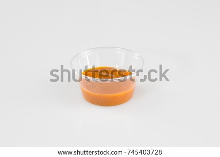 Transparent plastic food tub for snacks soy sauce,Isolated on a white background