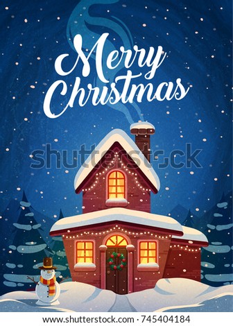 Merry Christmas greeting cards retro design. Vector illustration
