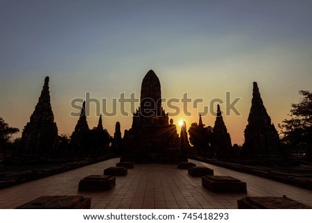 Sunset at Ayutthaya Historical Park, Thailand 