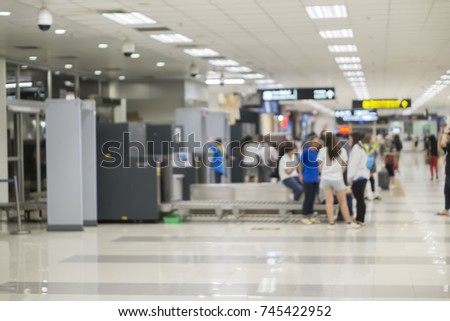TSA,Security Checkpoint,Airport Check In ,Security  Body and Luggage Scan Machine ,vintage color,blurred background 