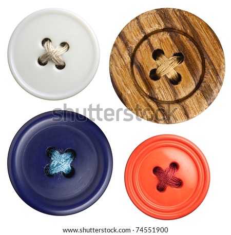 Various sewing buttons set on white background Royalty-Free Stock Photo #74551900