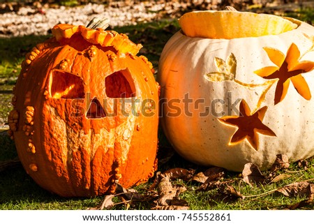 two halloween pumpkins