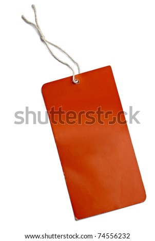 close up of blank price label on white background with clipping path