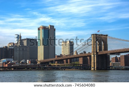 View of Brooklyn bridge in New York city. New York lanscape USA