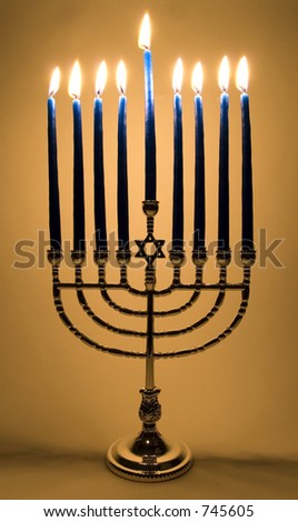 Menorah with all 9 candles lit