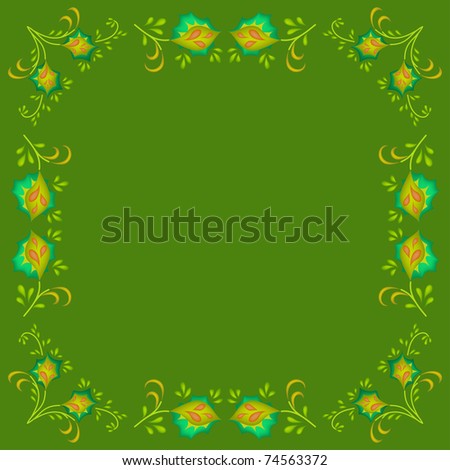 Abstract vector background, symbolical yellow flowers on the green