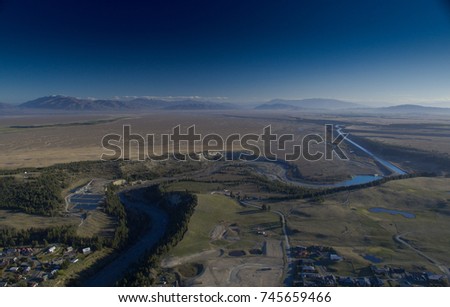 Aerial view of Lake Tekapo from Mount John Observatory in Canterbury, New Zealand
