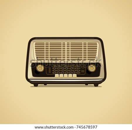 Radio receiver in style of a retro. Vector illustration