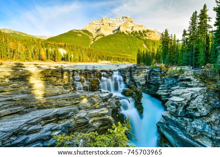 Athabasca Falls in autumn, Jasper National Park, Alberta, Canada Royalty-Free Stock Photo #745703965