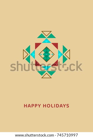 Snowflake. Christmas and New Year greeting card, tag or badge, Scandinavian style. Stock vector.