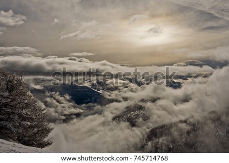 Mountains under the clouds