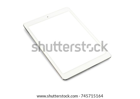 White tablet computer on over white background