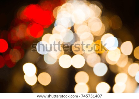 Blured with bokeh of traffic light on road,city of light