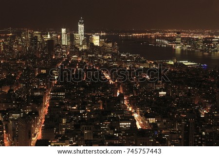 Overlook of New York City in the dusk