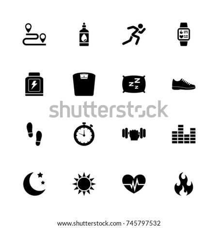 Activity Tracking icons - Expand to any size - Change to any colour. Flat Vector Icons - Black Illustration on White Background.