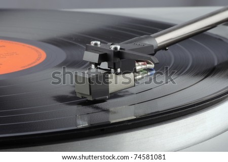 Old record player with LP