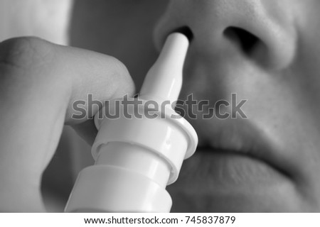 nose treatment. medical photography. black and white photo