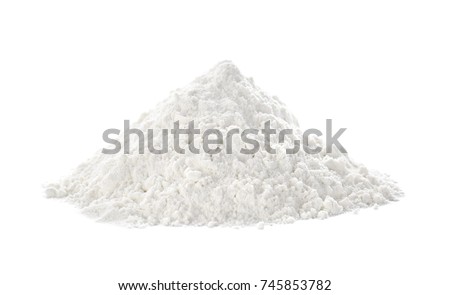Heap of flour on white background Royalty-Free Stock Photo #745853782