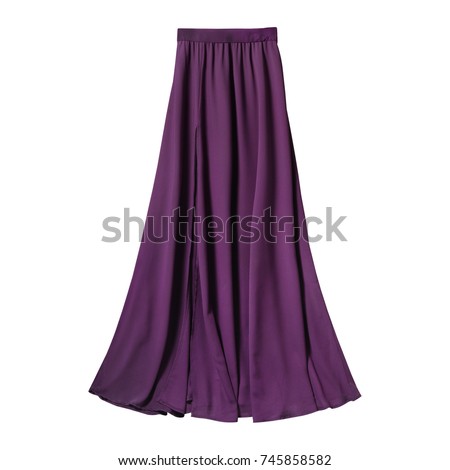 Violet airy subtle long elegant maxi skirt isolated white Royalty-Free Stock Photo #745858582
