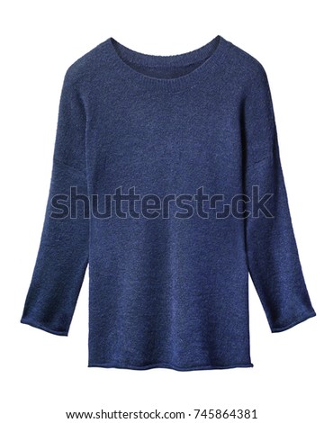 Classic navy blue woman sweater isolated on white