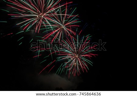 Colorful fireworks during night show