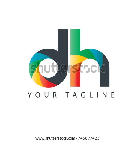 Initial Letter DH Rounded Design Logo