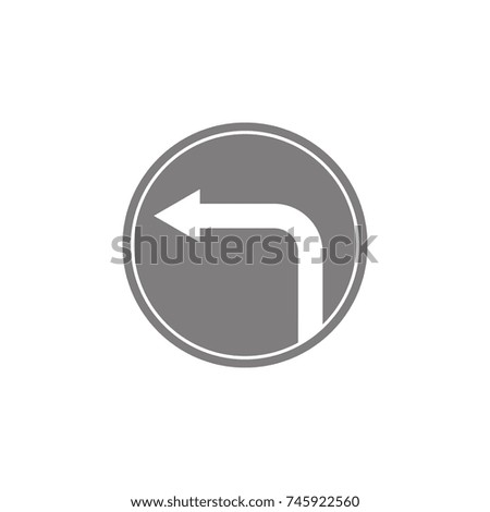 Turn Left Ahead Sign icon Simple web black icon, can be used as web element icon on white background