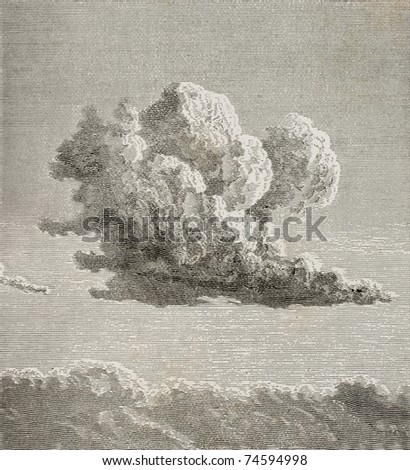 Old illustration of a cloud. By unknown author, published on L'Eau, by G. Tissandier, Hachette, Paris, 1873 Royalty-Free Stock Photo #74594998