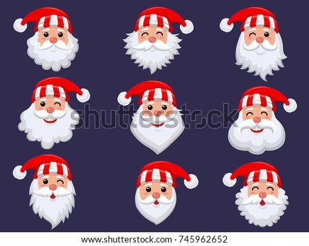 Set of Christmas santa claus. Collection of merry Christmas and New Year. Vector illustration.