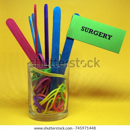 surgery word with toys