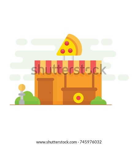 Shop pizza icon logo vector design illustration
