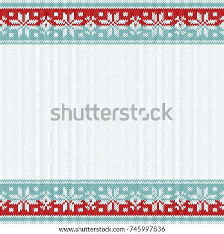 Vector Christmas and winter knitted background with space for image or text. Seamless pattern 