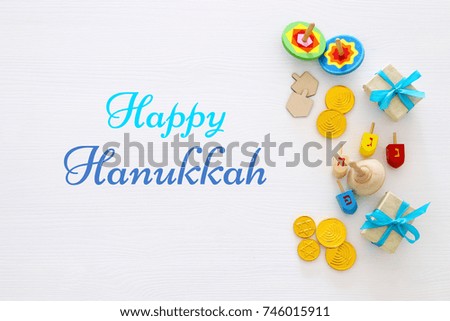 Top view image of jewish holiday Hanukkah background.