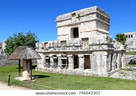 Ancient Maya ruins in Tulum, Quintana Roo, Mexico Royalty-Free Stock Photo #746043307